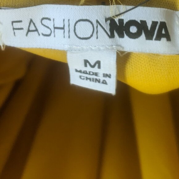 NWT Fashion Nova Mustard Colored Size Medium Backless Dress - Picture 5 of 16